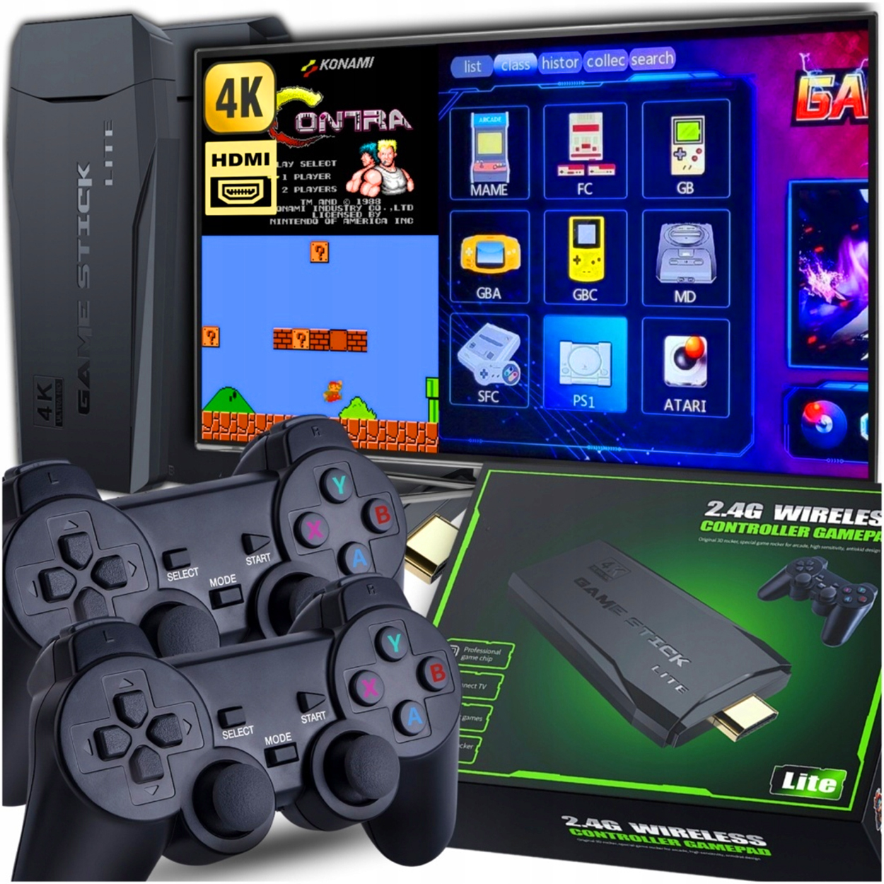 KONSOLA RETRO GRA TELEWIZYJNA MINI TV HDMI BEZPRZEWODOWA 2xPAD 20tys GIER