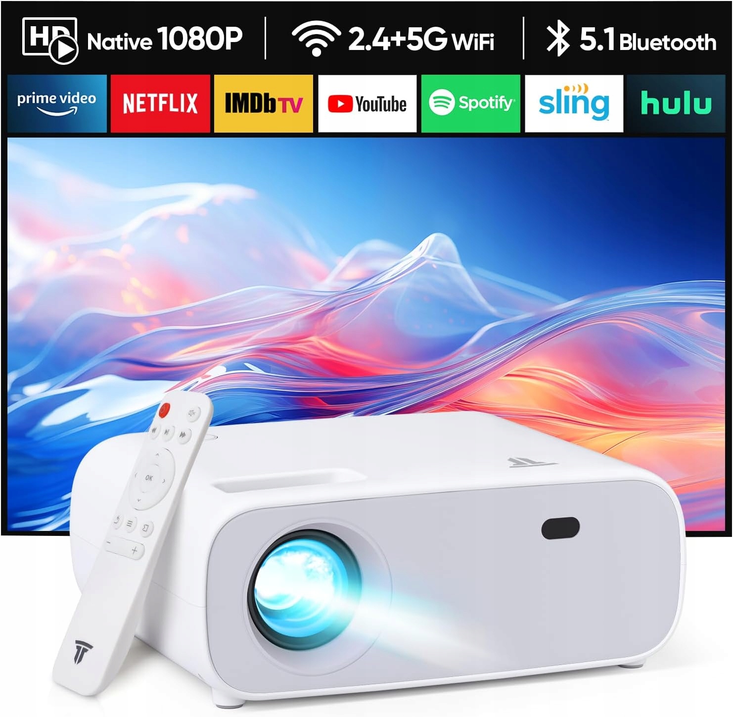 Mini projektor WiFi Bluetooth Nativní přenosný Full Hd 1080P Projektor