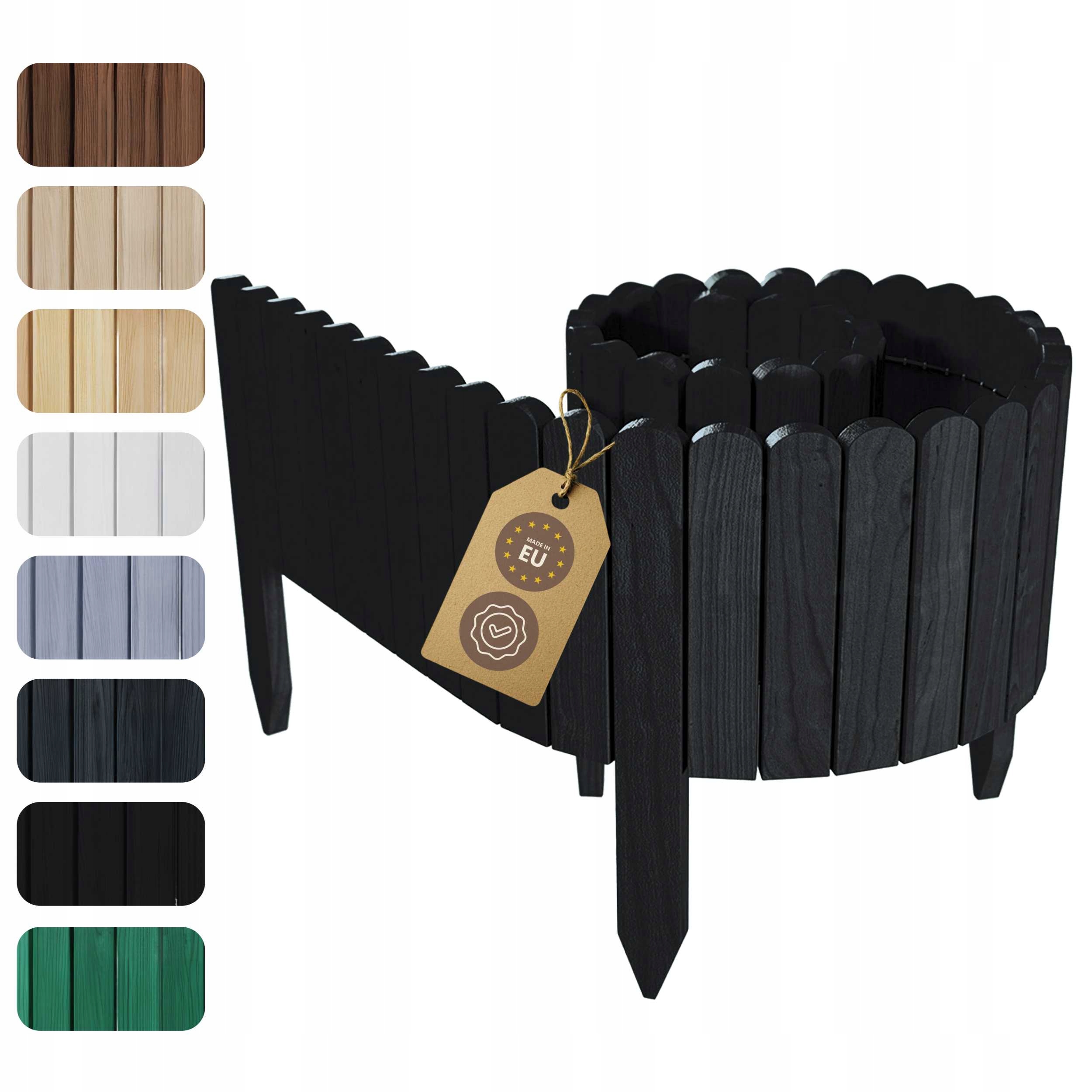 Floranica Zahradní lem 200 x 40 cm, černý dřevěný plot