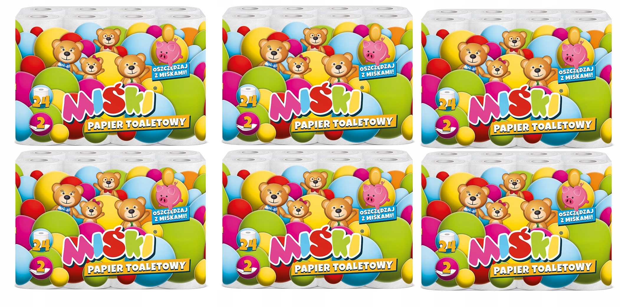 Toaletní papír 24R Miśki 2W MIX 144 rolí