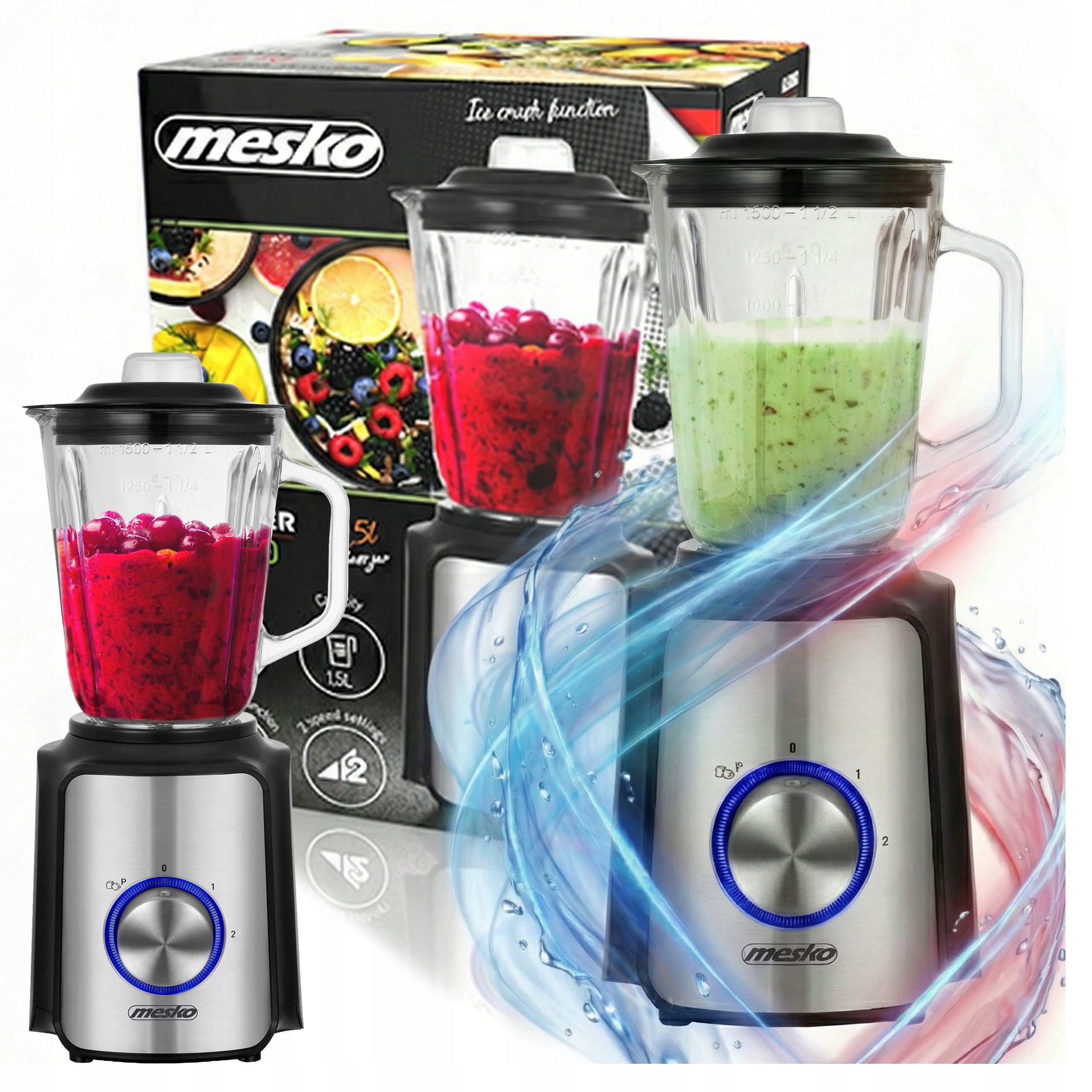 Blender Kielichowy Szklany Do Smoothie Koktajli Kruszy Lód Mocny 1200W