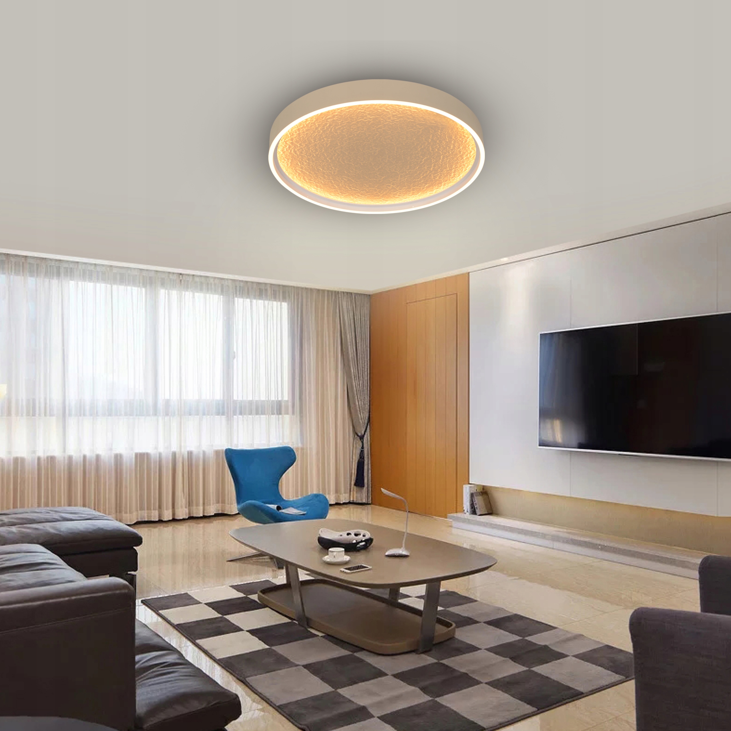 Oválna lampa 40 cm kašmír béžová zlatá štruktúra so stmievačom kuchyňa