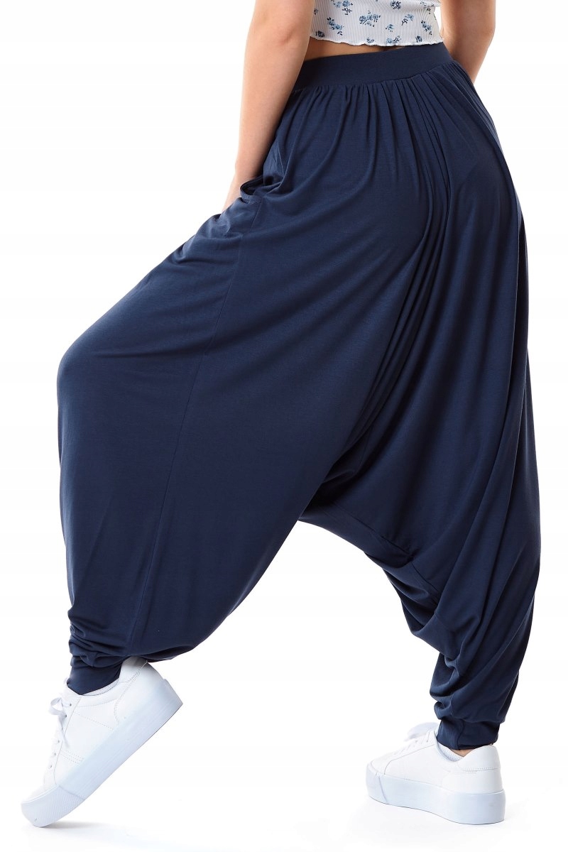 Spodnie alladynki haremki, szarawary, L/XL Kolor niebieski