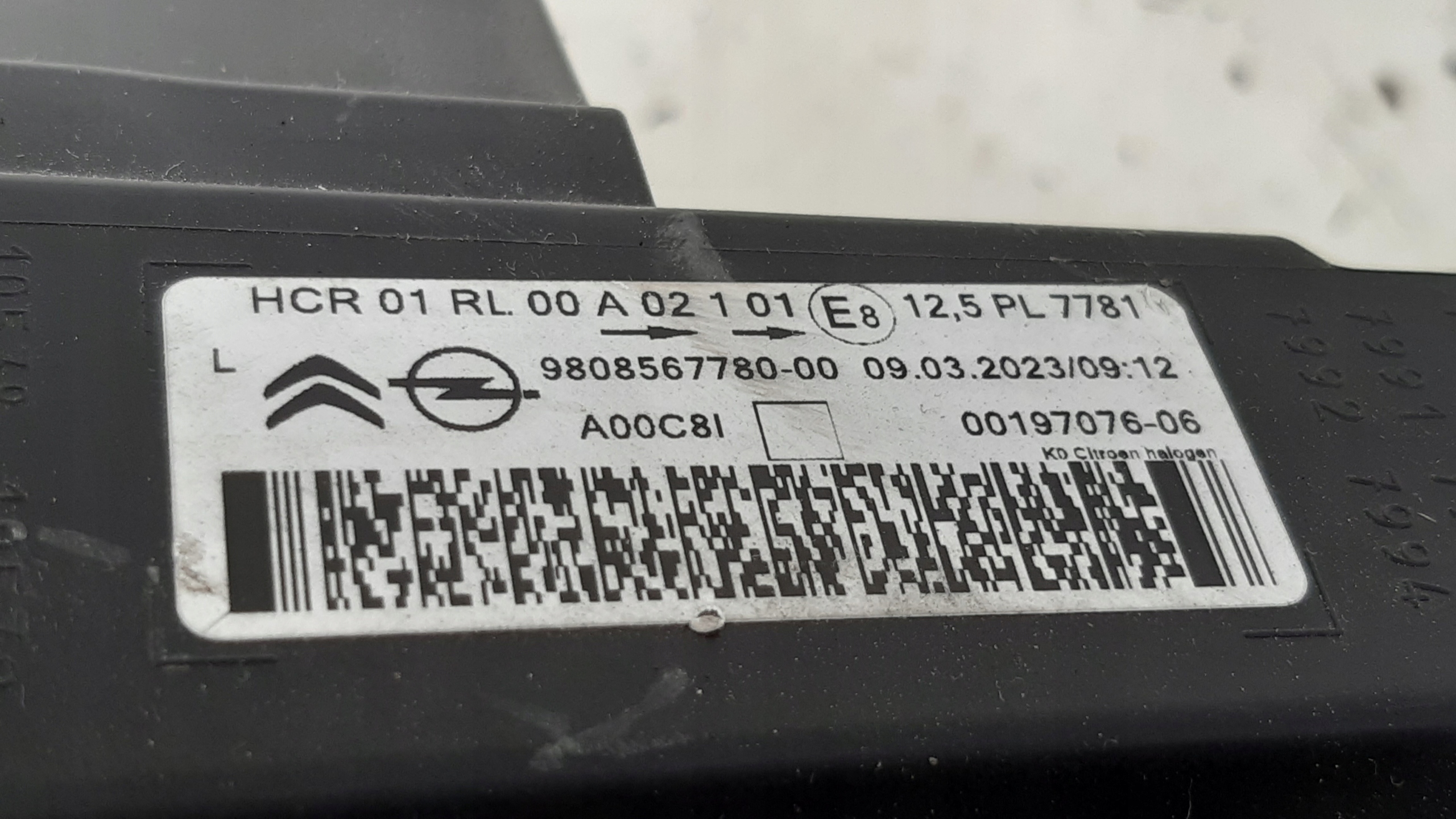 light left front europa 9808567780 Opel Zafira D Vivaro