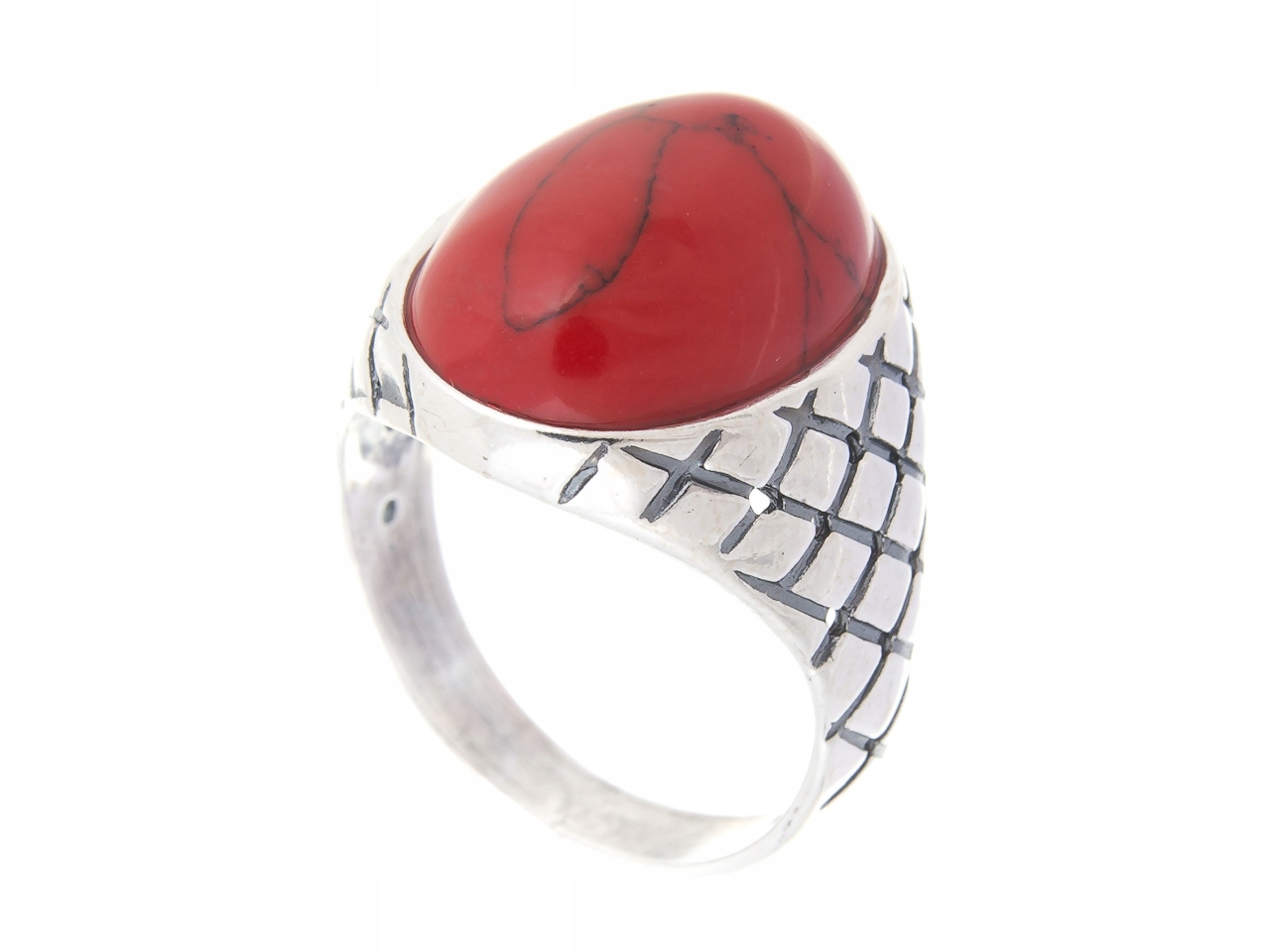 Stříbrný Prstýnek Korál Vel