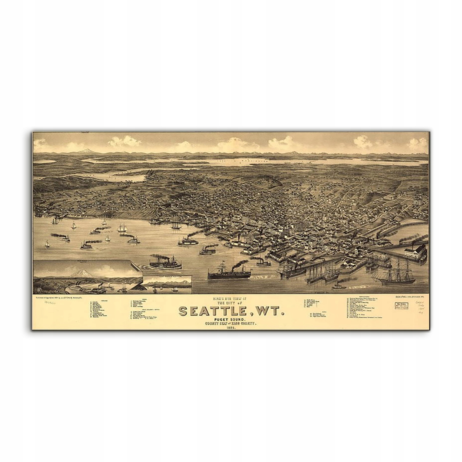 Akrylový obraz 120x60 na stenu More mapa Seattle