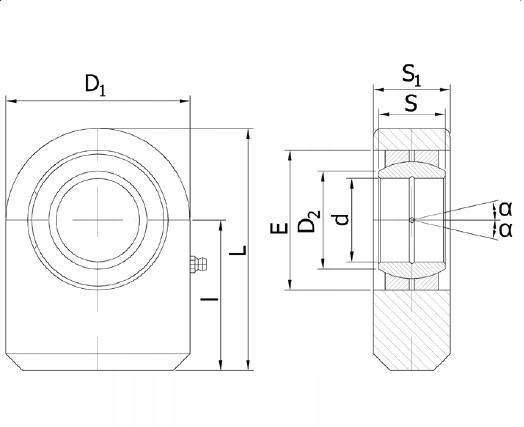 UCHO SIŁOWNIKA DO WSPAWANIA Z ŁOŻYSKIEM GE 40 mm GF 40 DO , GF 40 D0, TS40N Numer katalogowy części GF 40 DO , GF 40 D0, TS40N