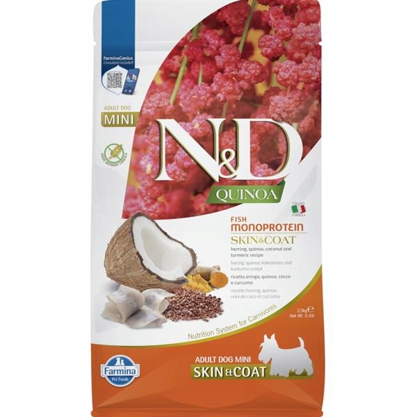 N&d Quinoa Dog Skin&Coat Herring Adult Mini 2,5kg