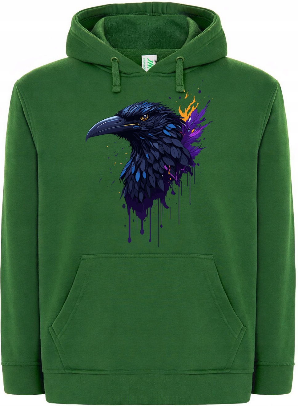 Mikina s kapucí Módní potisk Černý Havran Pták r.XS