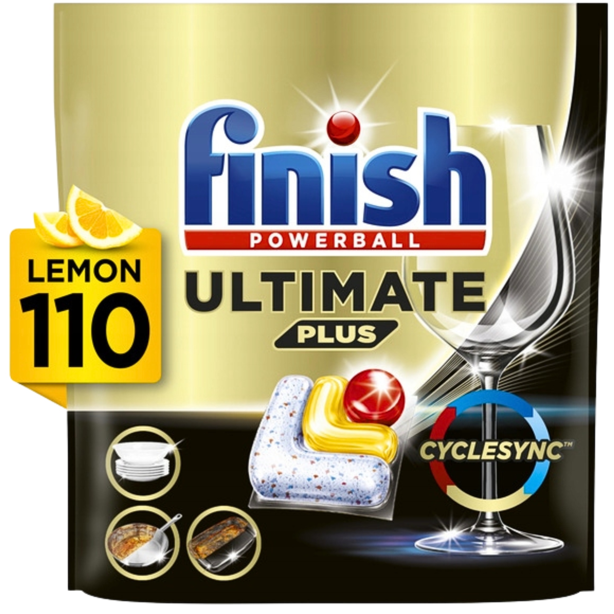 Finish Ultimate Plus All in One Kapsułki do Zmywarki Cytrynowe 110szt