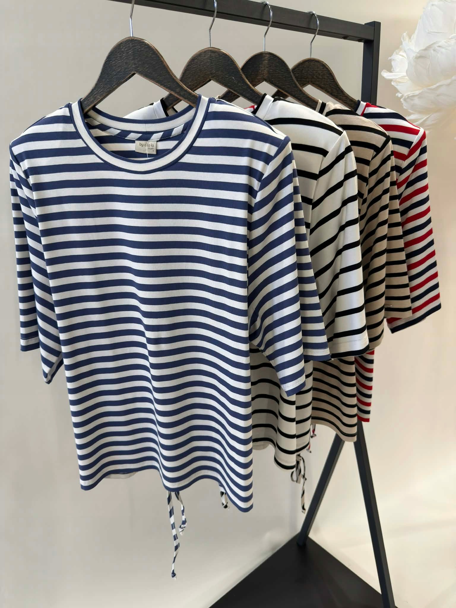 By O La La! Pruhované Tričko S Polštáři Off White/denim S