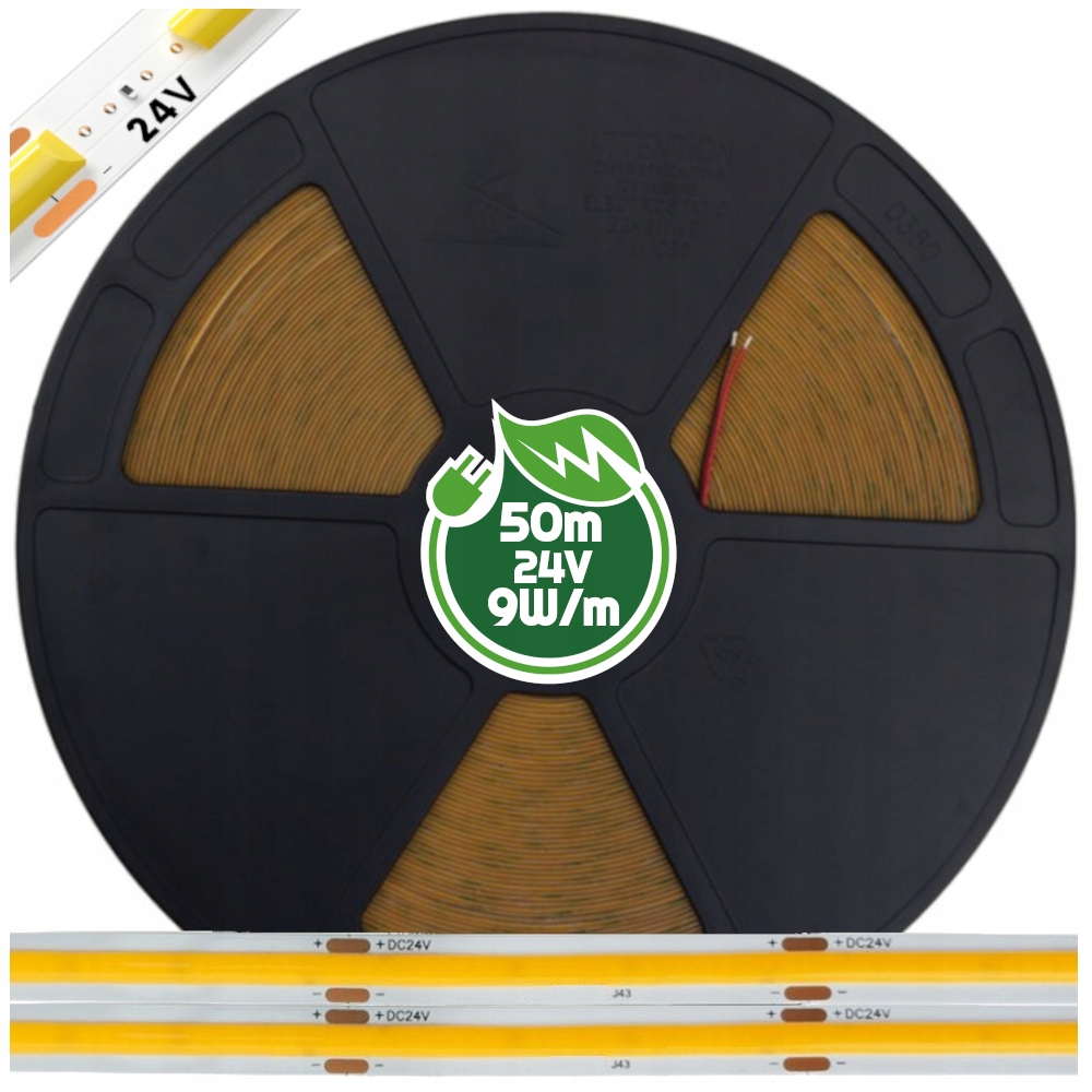 Led pásik 24V Cob 9W/m 6000K 480LED Rolka 50m 450W Na osvetlenie nábytku 8 mm