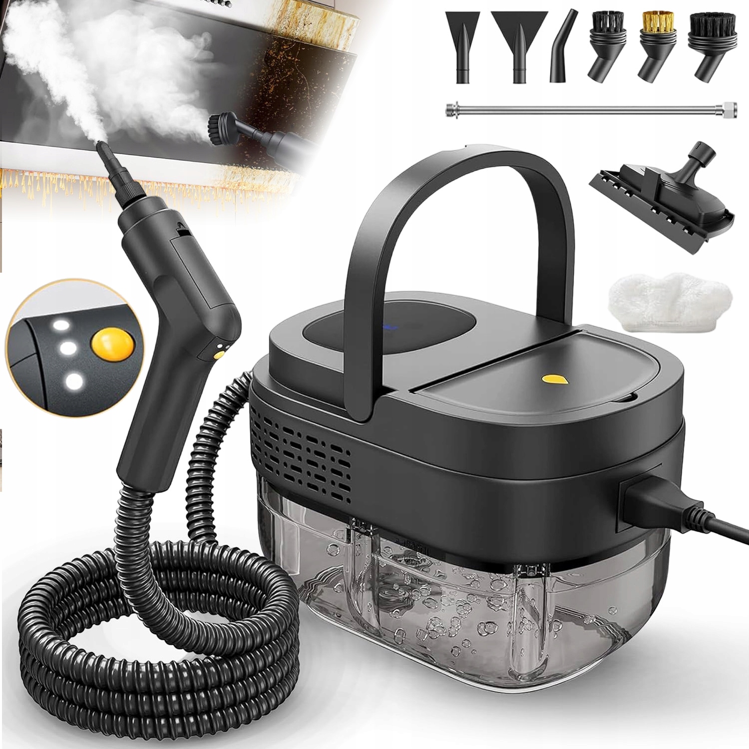 Parní Čistič Parní Mop Vysavač Čistič Oken Spár Čalounění Velký 2500W