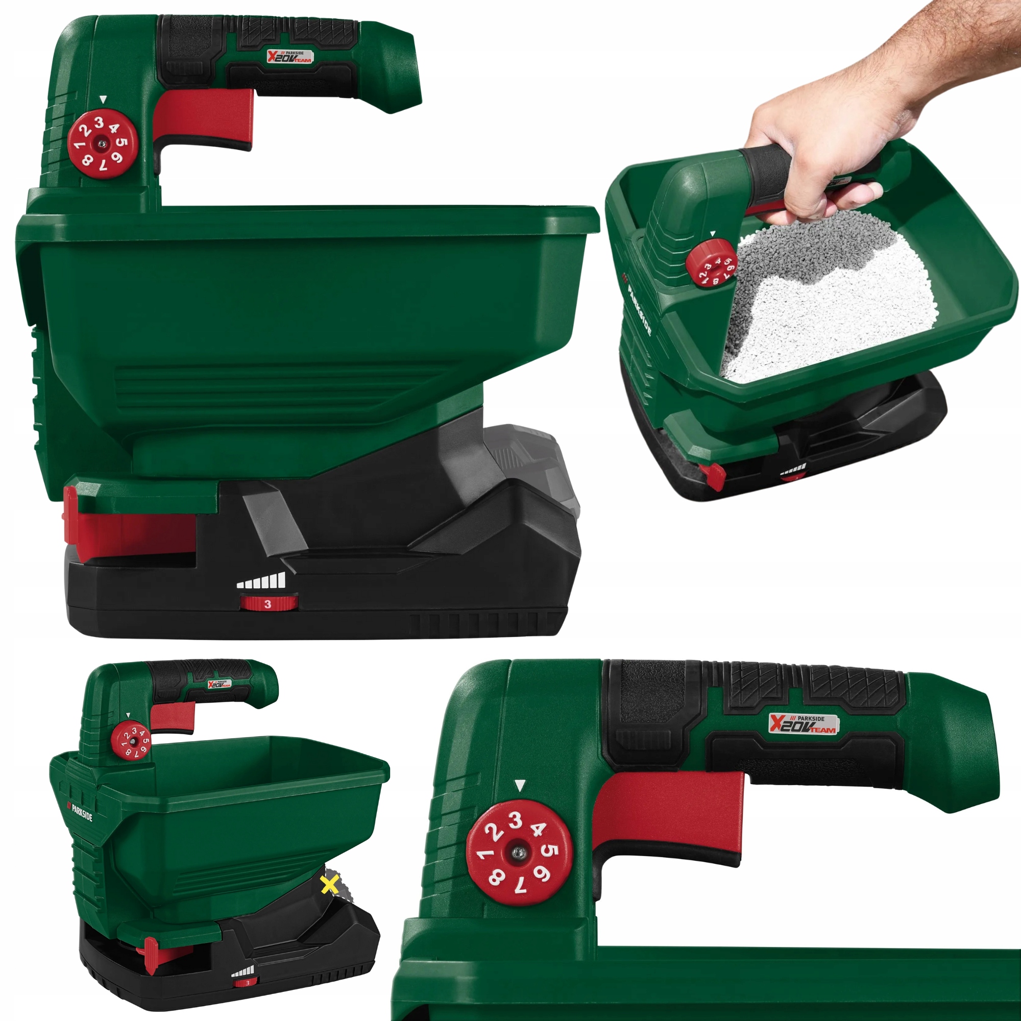 Siewnik akumulatorowy rozsiewacz do nawozu trawy Parkside Pusa 20-Li B1