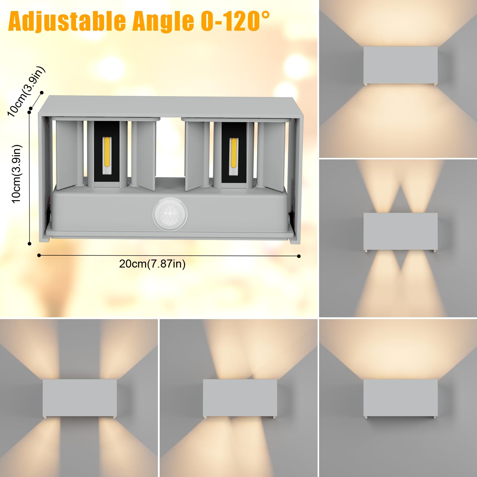 KLIGHTEN Lampa Zewnętrzna 24W z Czujnikiem Ruchu IP65 3000K Szara — miniatura 2