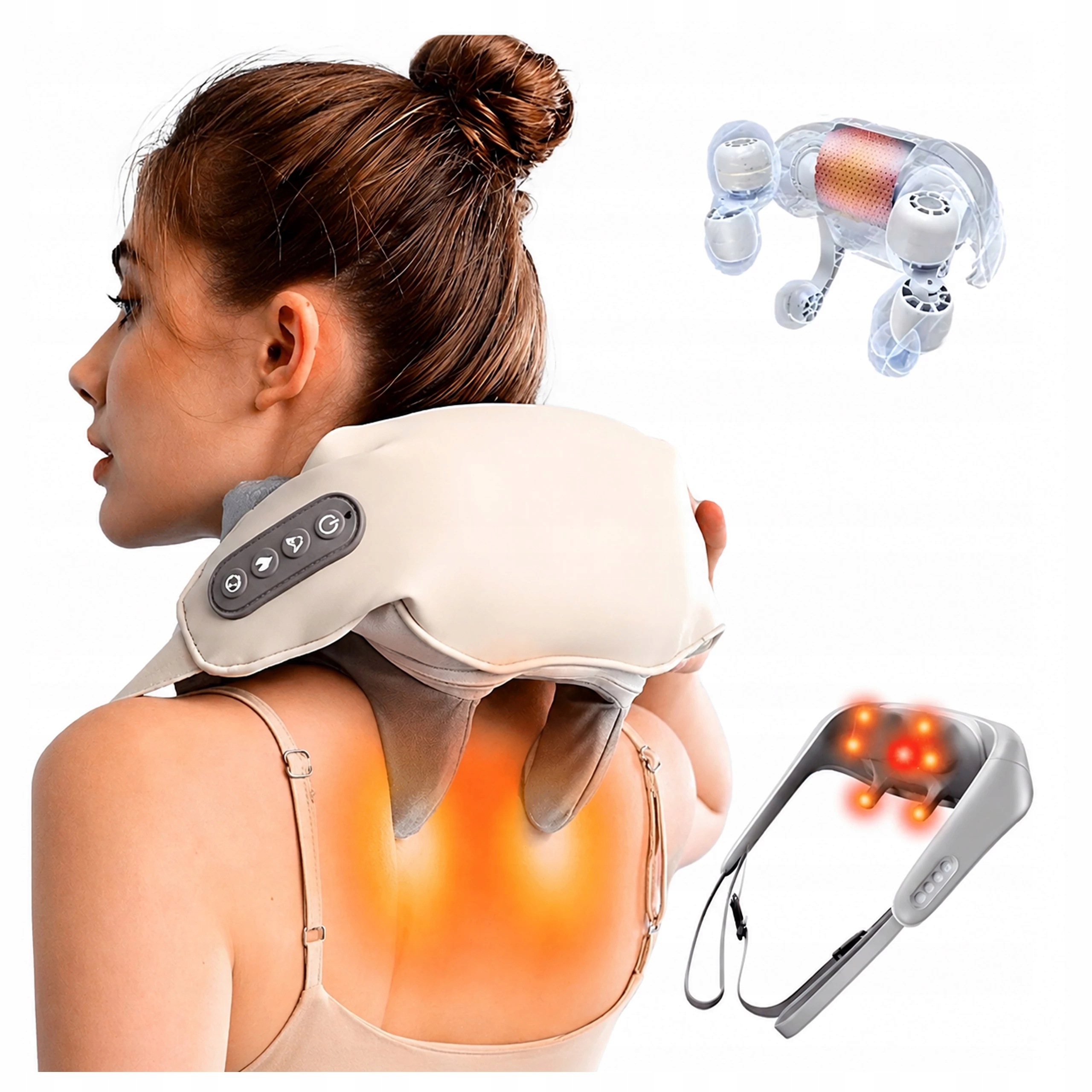 Masażer Shiatsu 3D akumulatorowy z podgrzewaniem do szyi, karku i pleców