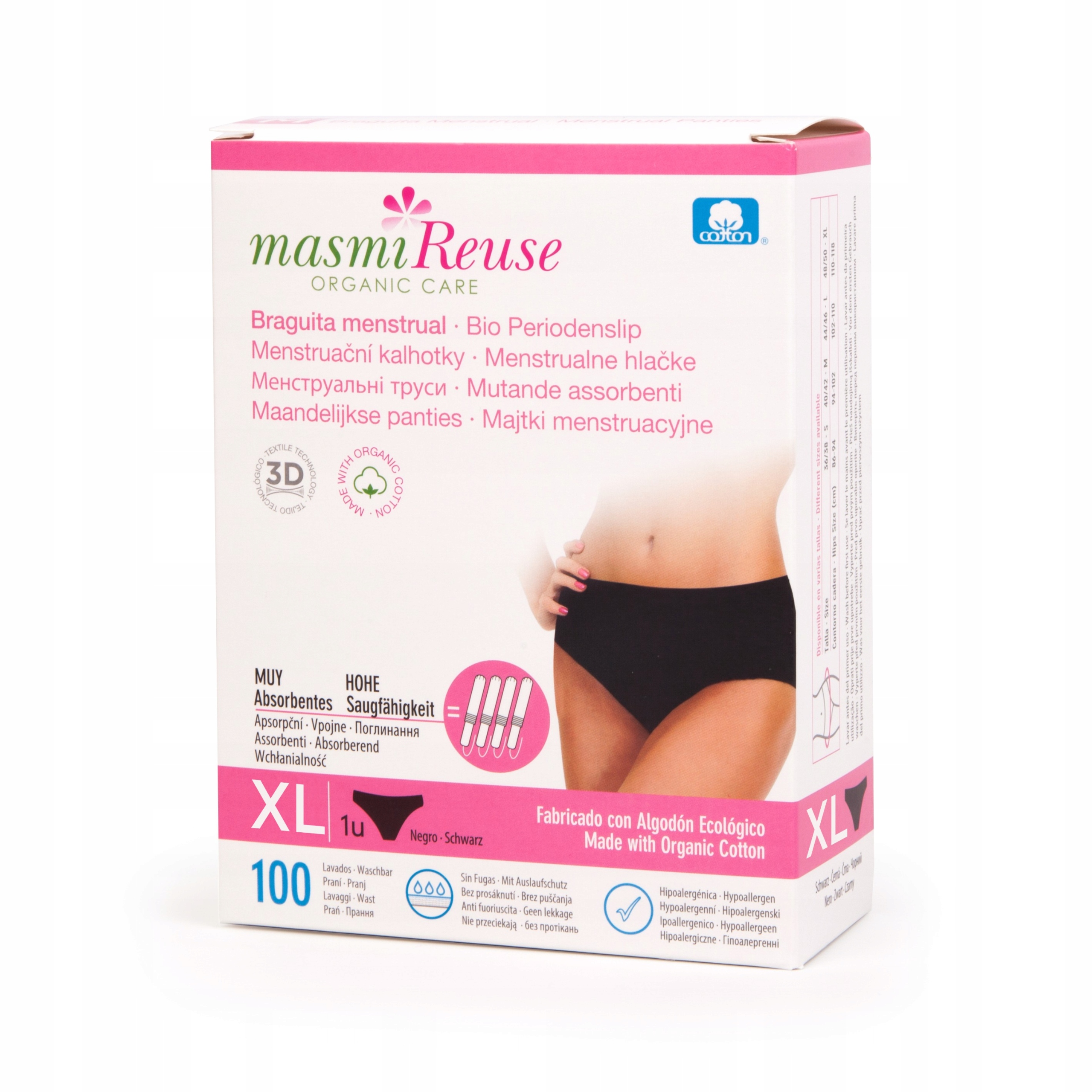 

Masmi Figi menstruac XL Organic 100 Prań