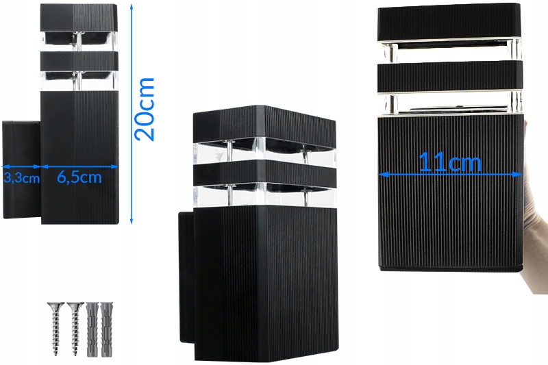 ZEWNĘTRZNY KINKIET NA BALKON LAMPA NA ELEWACJĘ DOMU KOLOROWE ŻARÓWKI RGB Szerokość produktu 11 cm