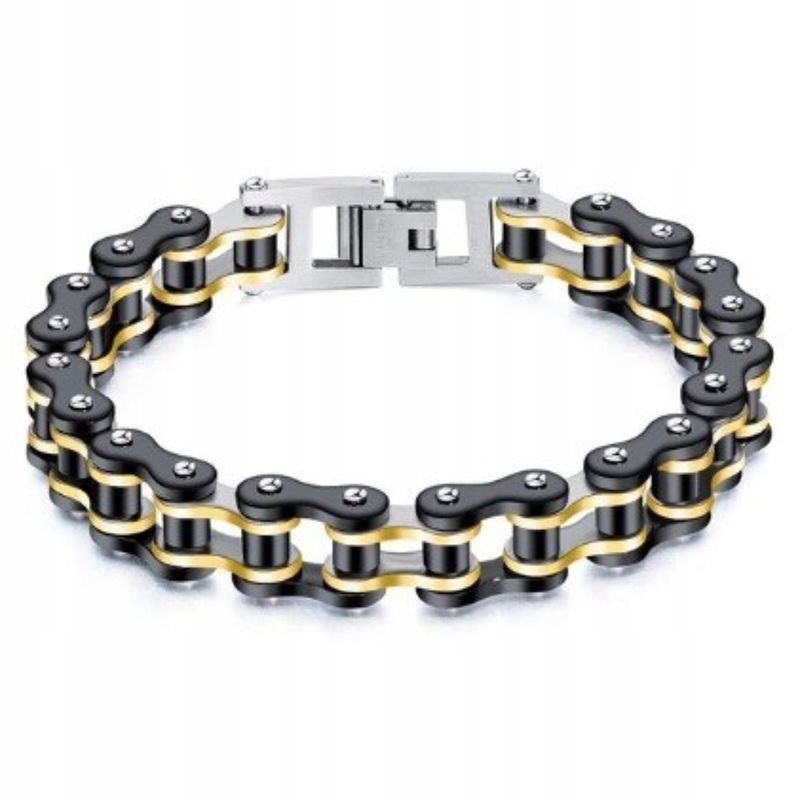 CZARNO-ŻÓŁTA MASYWNA BRANSOLETA BIKE CHAIN STAL Marka STEELOVA