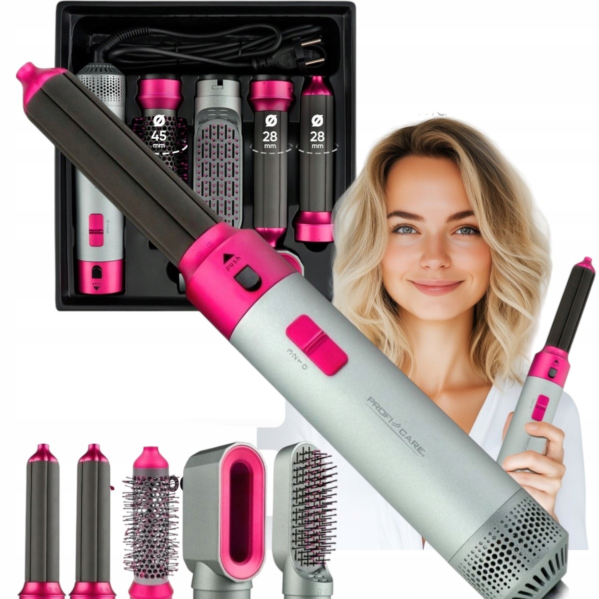 Szczotko Suszarka Do Włosów Prostownica Lokówka Szczotka Wielofunkcyjna 5W1