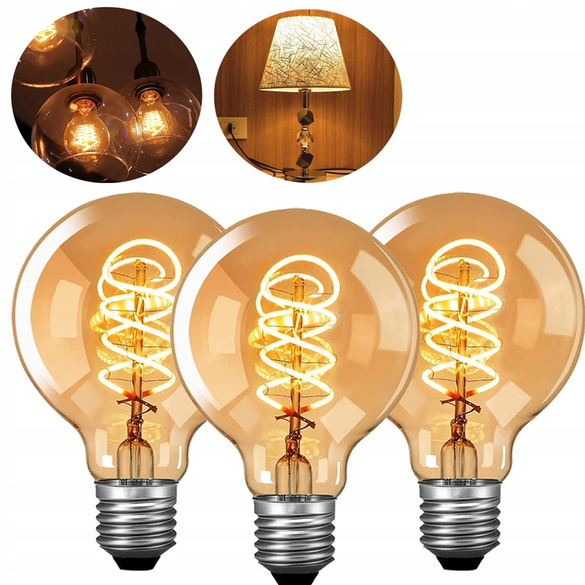 Żarówka Led E27 Filament 4W Edison Ozdobna G80 dekoracyjna duży gwint 3szt