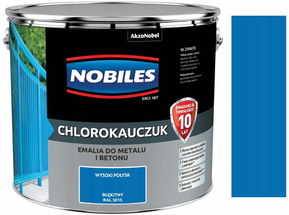 Nobiles Chlorokauczuk Emalia Do Betonu I Metalu Błękitny 5015 10L