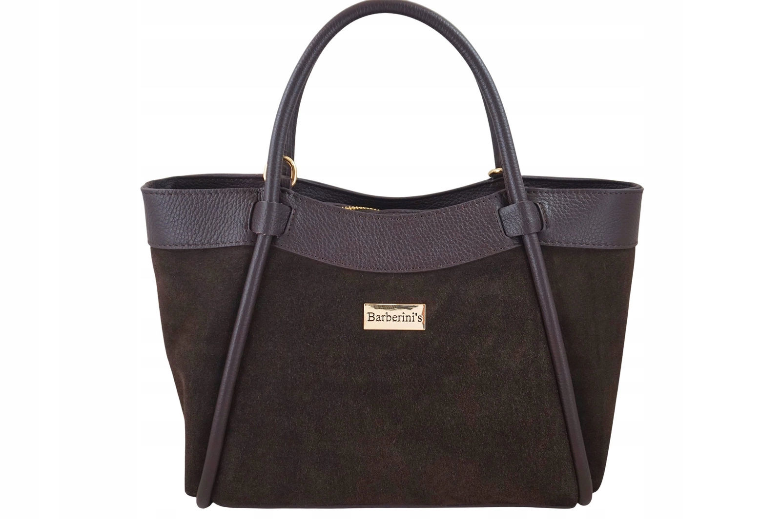 Elegantní kabelka ze semišové kůže – hnědá tmavá