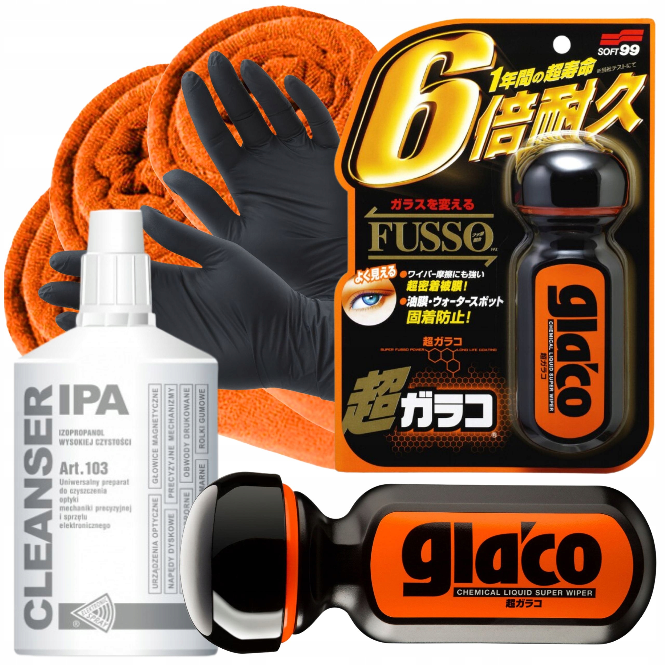 Soft99 ULTRA GLACO 70ml PREPARAT W PŁYNIE DO SZYB IPA ZESTAW