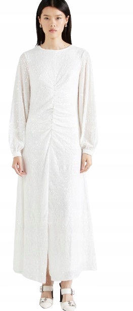 Y A S Dlouhé Bílé Šaty S Flitry A Vráskami S Xqc