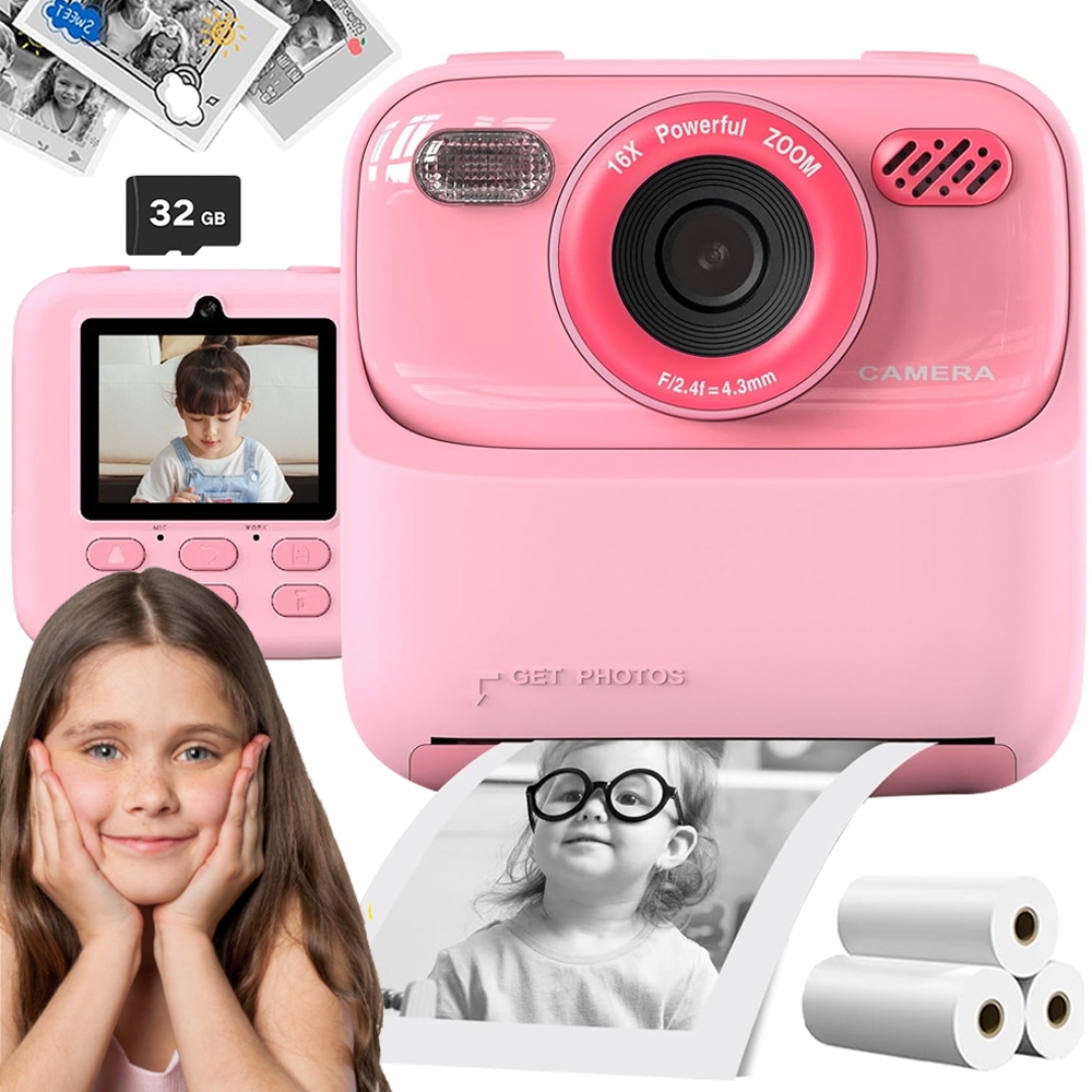 Polaroid Instantní Fotoaparát S Tiskárnou Pro Děti 1080P 32 Gb