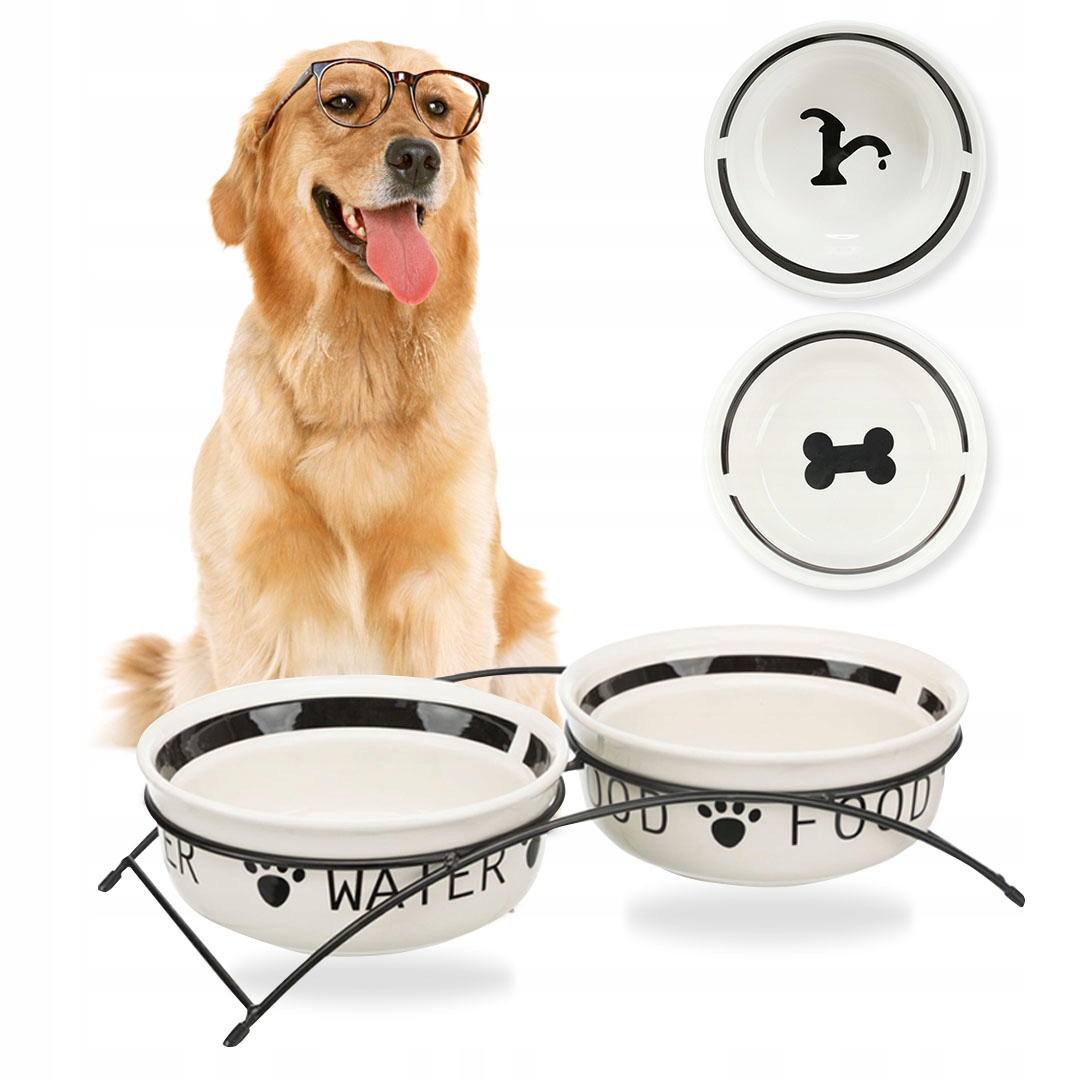 Miski Ceramiczne Ze Stojakiem dla Psa Zestaw Trixie Water Food 2,6L/25cm