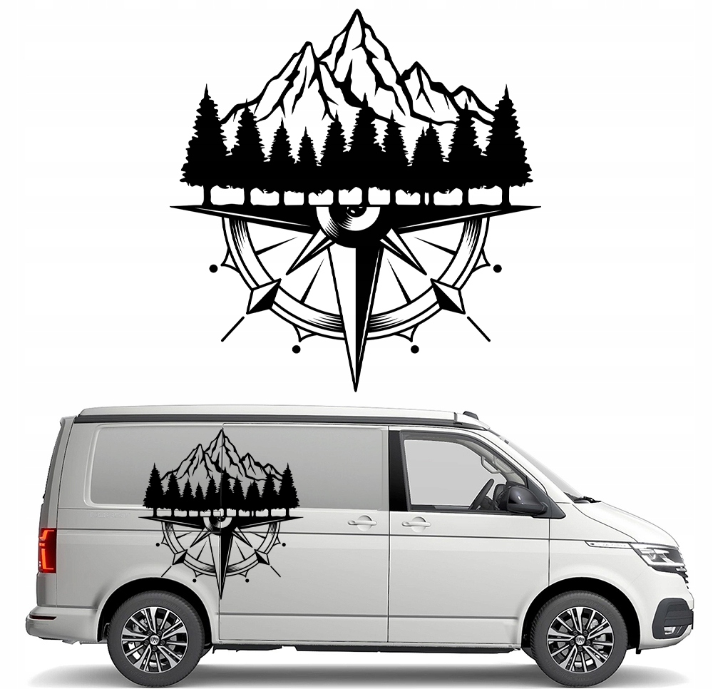 Grafika na karavanu přívěs Kompas Hory Růže Větrů Las 94x97