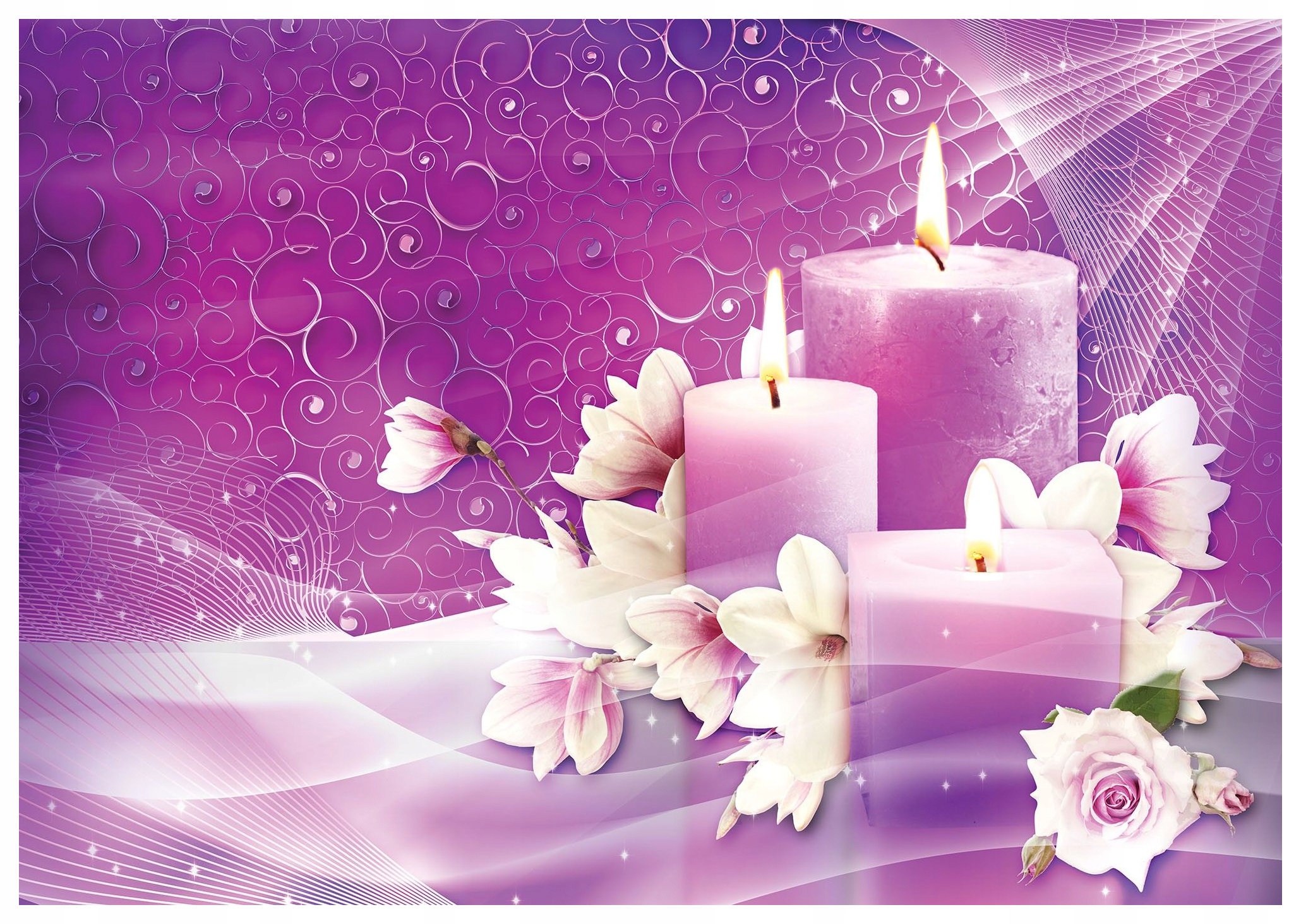 Fototapeta Sviečky Kvety Romantická vinylová atmosféra 208x146 lepidlo