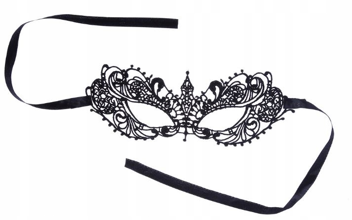 Czarna MASKA koronkowa ażurowa karnawałowa opaska SESJA Festiwal 2C