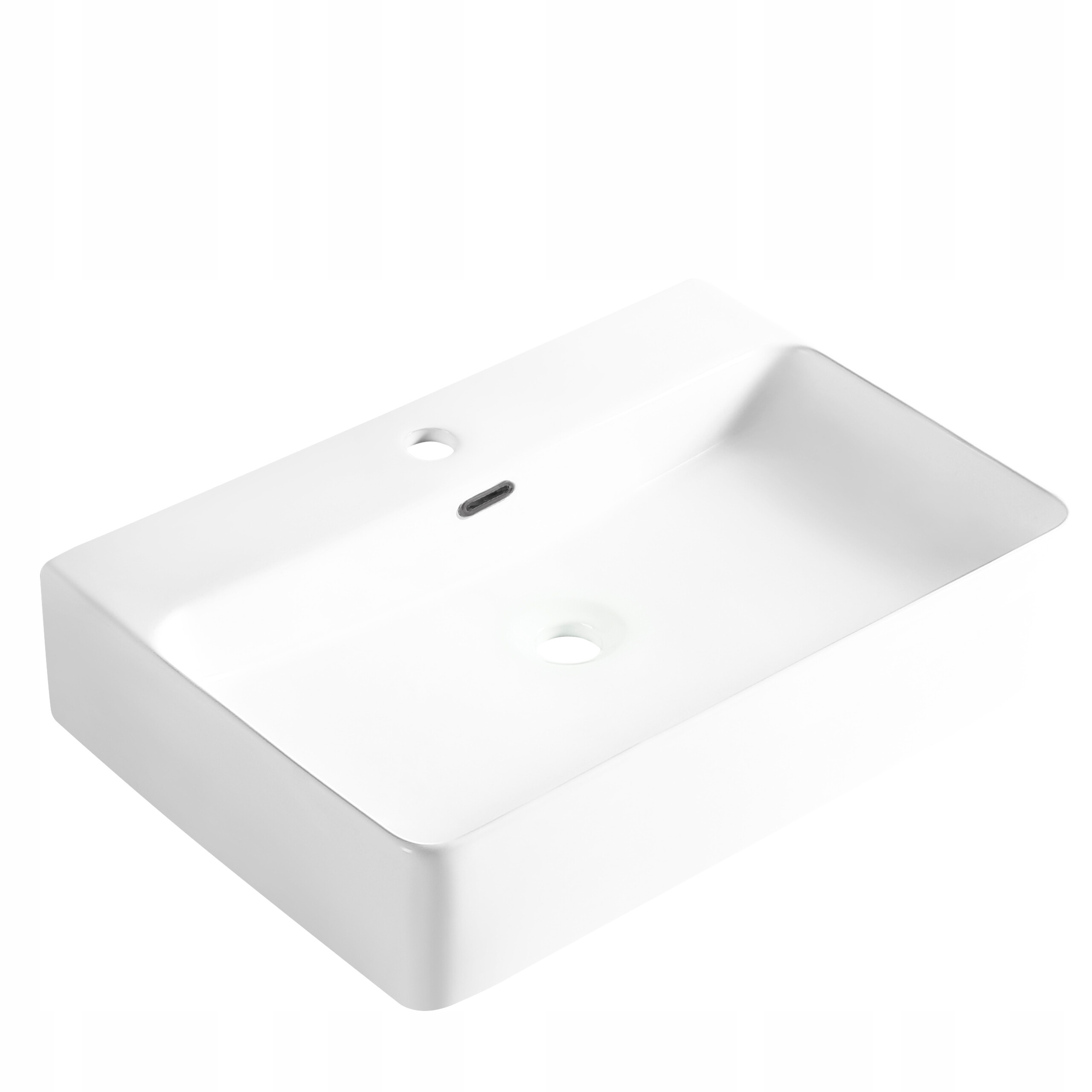 Umyvadlo na desku Balneo Neria 60 cm s černým obdélníkovým přepadem