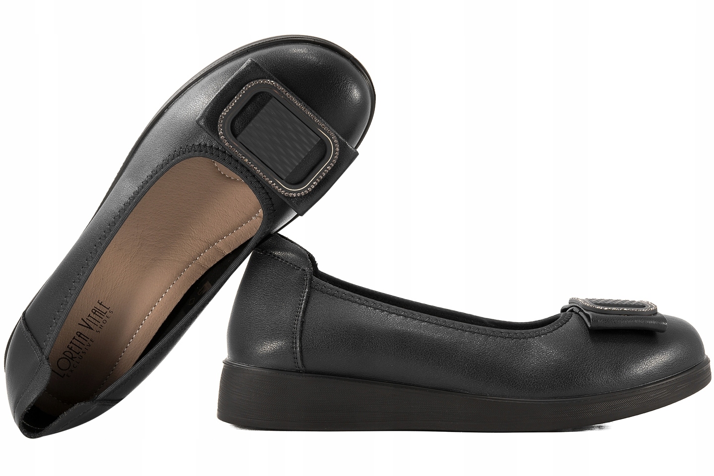 Loretta Vitale W9918A Kožené Baleríny Dámské Polobotky černé 38 Černá