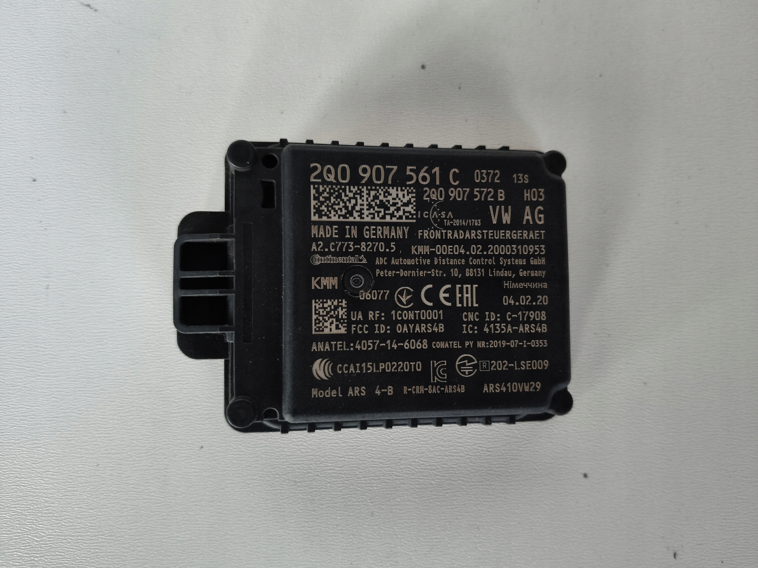 RADAR DISTRONIC ACC sensor VW AUDI SEAT SKODA 2Q0907561C