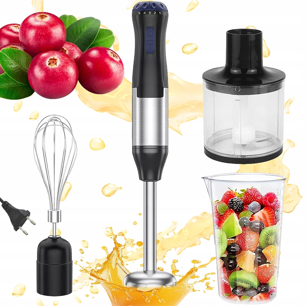 Ruční Mixér Nerezová Ocel Černý 5 Rychlostí 1000 W 4V1