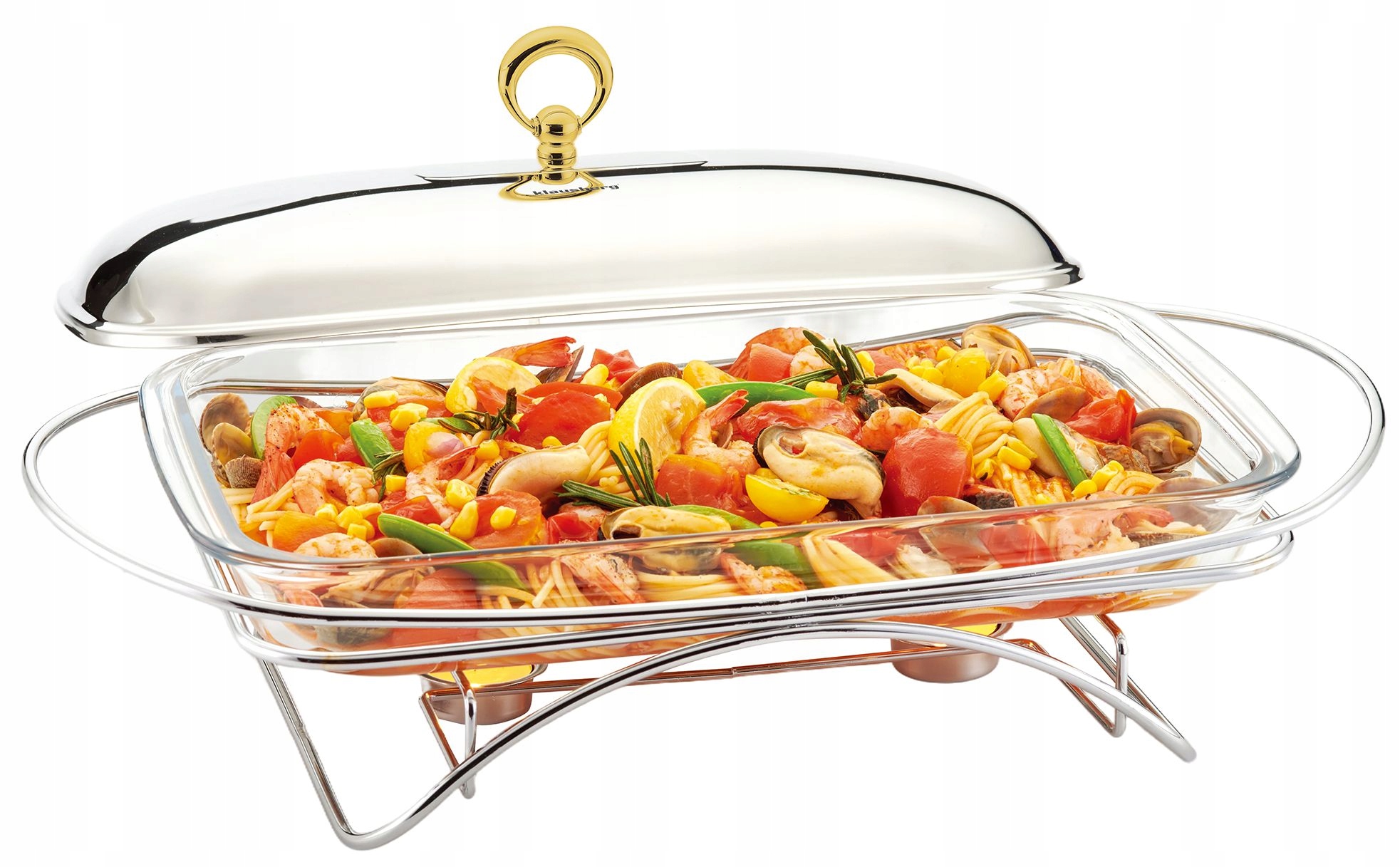 Ohřívač potravin Klausberg 3L KB-7921 sklo nerezová ocel zlatý