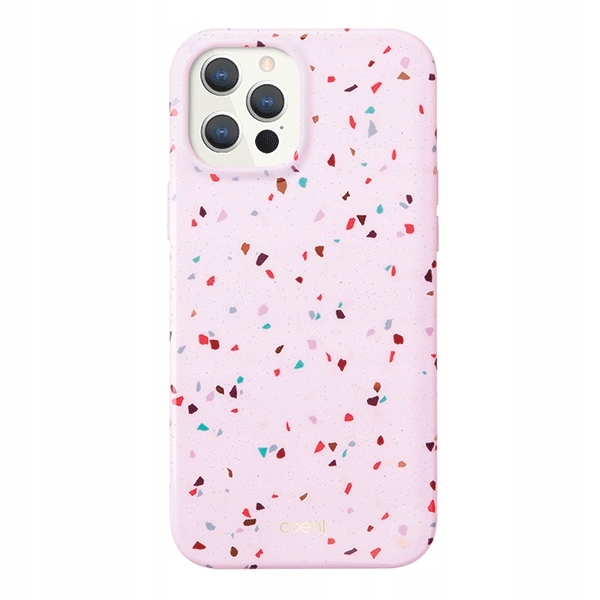 pink Uniq pouzdro Terrazzo pro iPhone 12 ProMax 6,7" růžovo-ružové