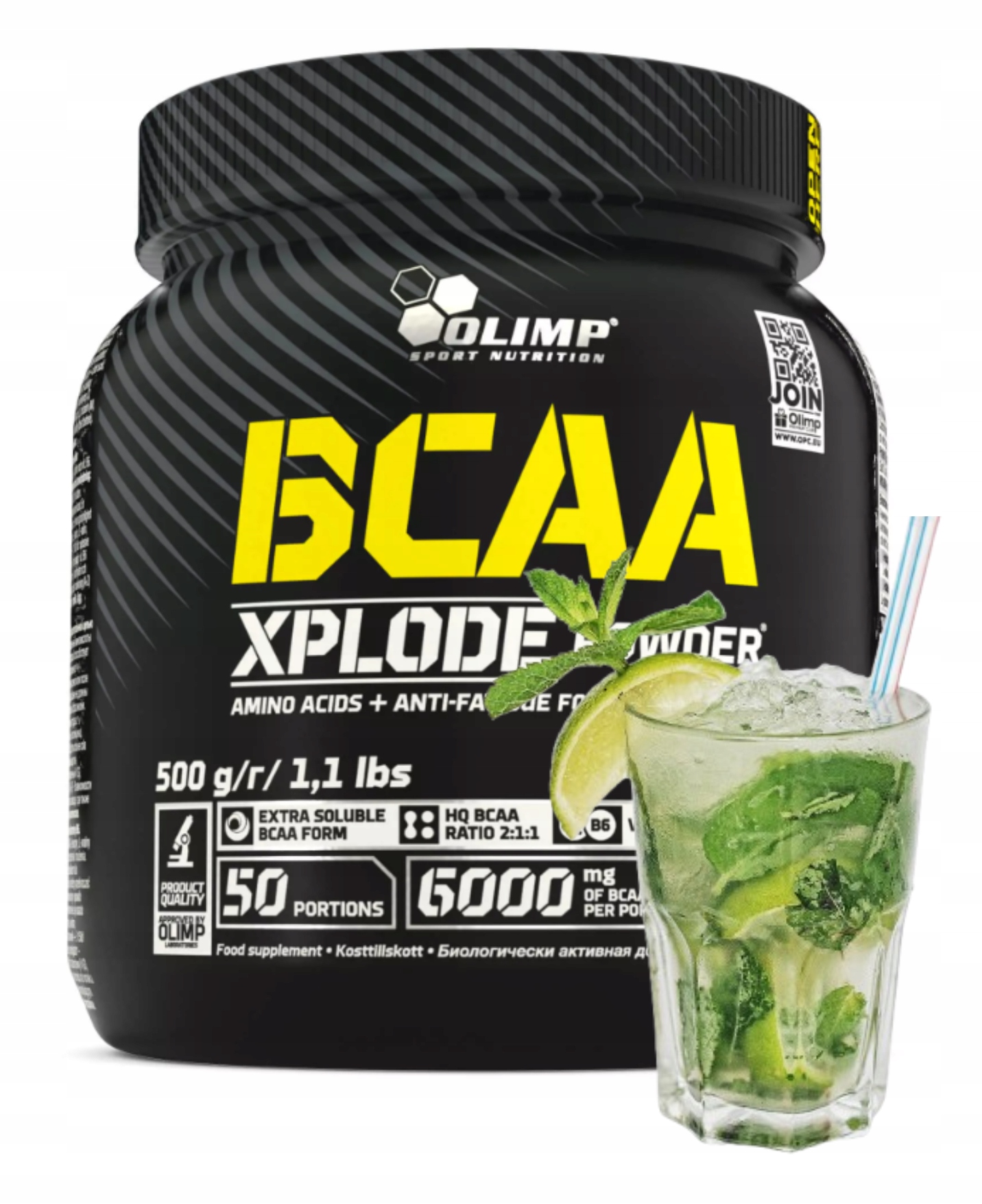 Olimp Bcaa Xplode Powder 500 g Mojito Aminokyseliny Regenerace Svalová hmota