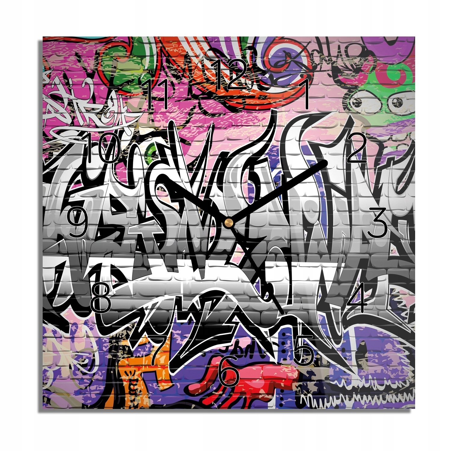 

Napis graffiti zegar szklany nowoczesny 30x30