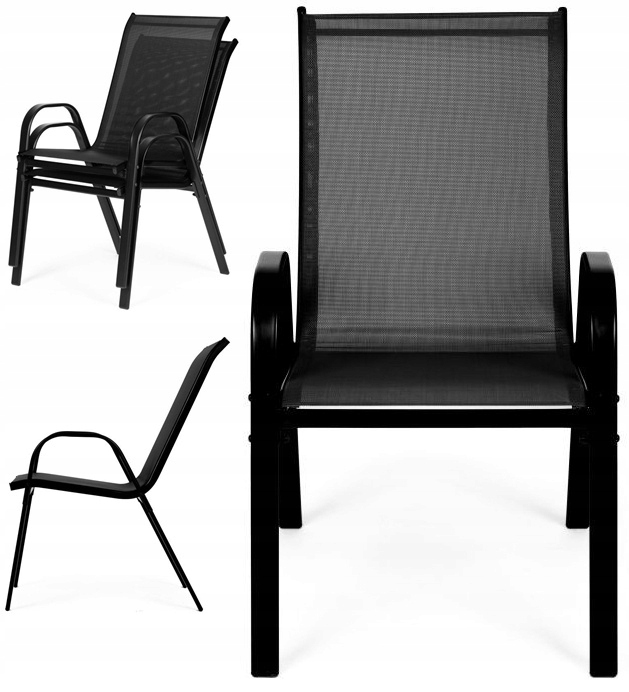 KRZESŁA OGRODOWE ZESTAW KOMPLET KRZESEŁ NA TARAS BALKON CZARNE 2 SZT.