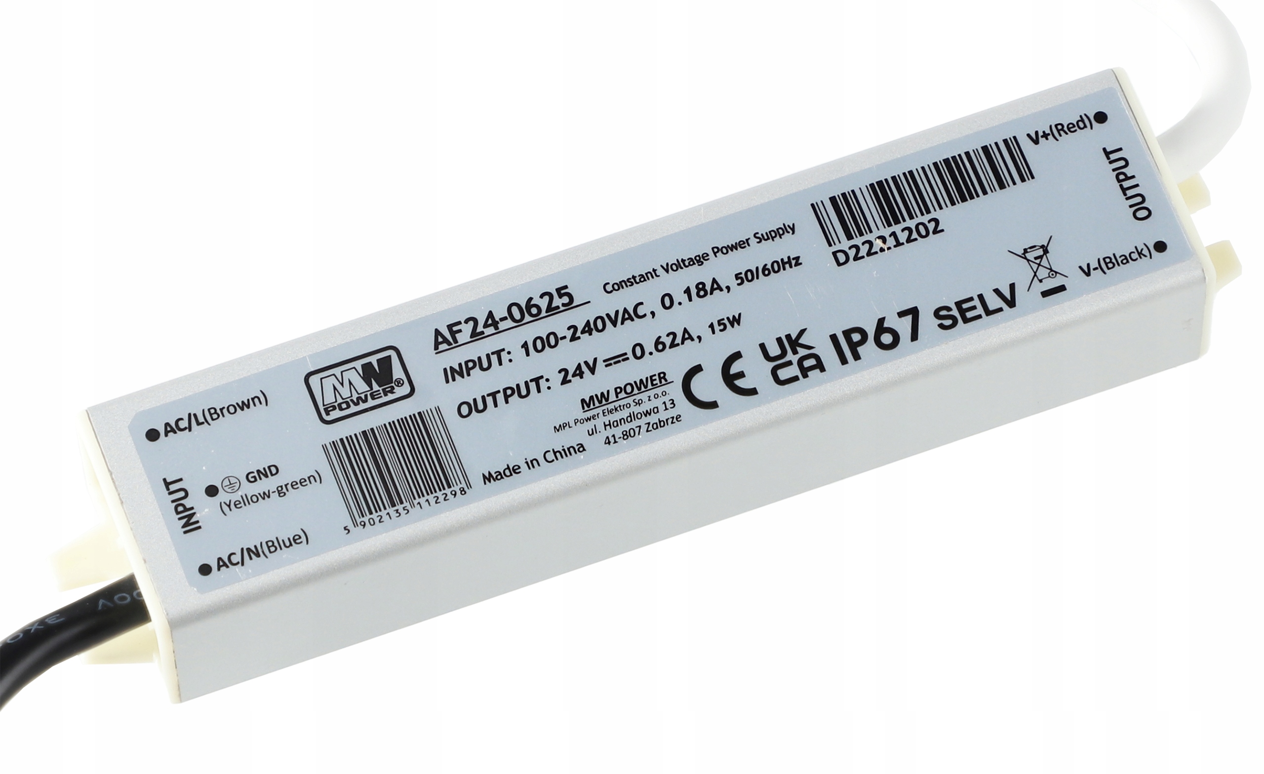 

Zasilacz do taśm Led 12V 15W IP67 wodoodporny