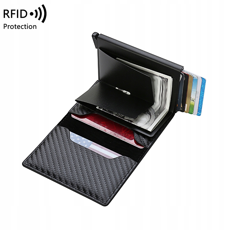 PORTFEL ETUI NA KARTY KREDYTOWE RFID PRZYCISK DO WYSUWANIA KART Kod producenta Card Holder 4