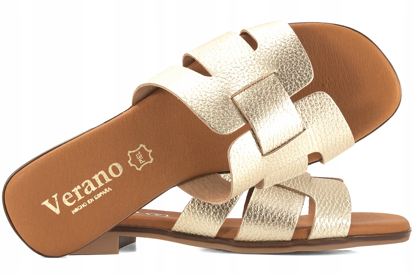 Verano 3063 Dámské Nazouváky Žabky Ze Španělské Kůže zlaté 39