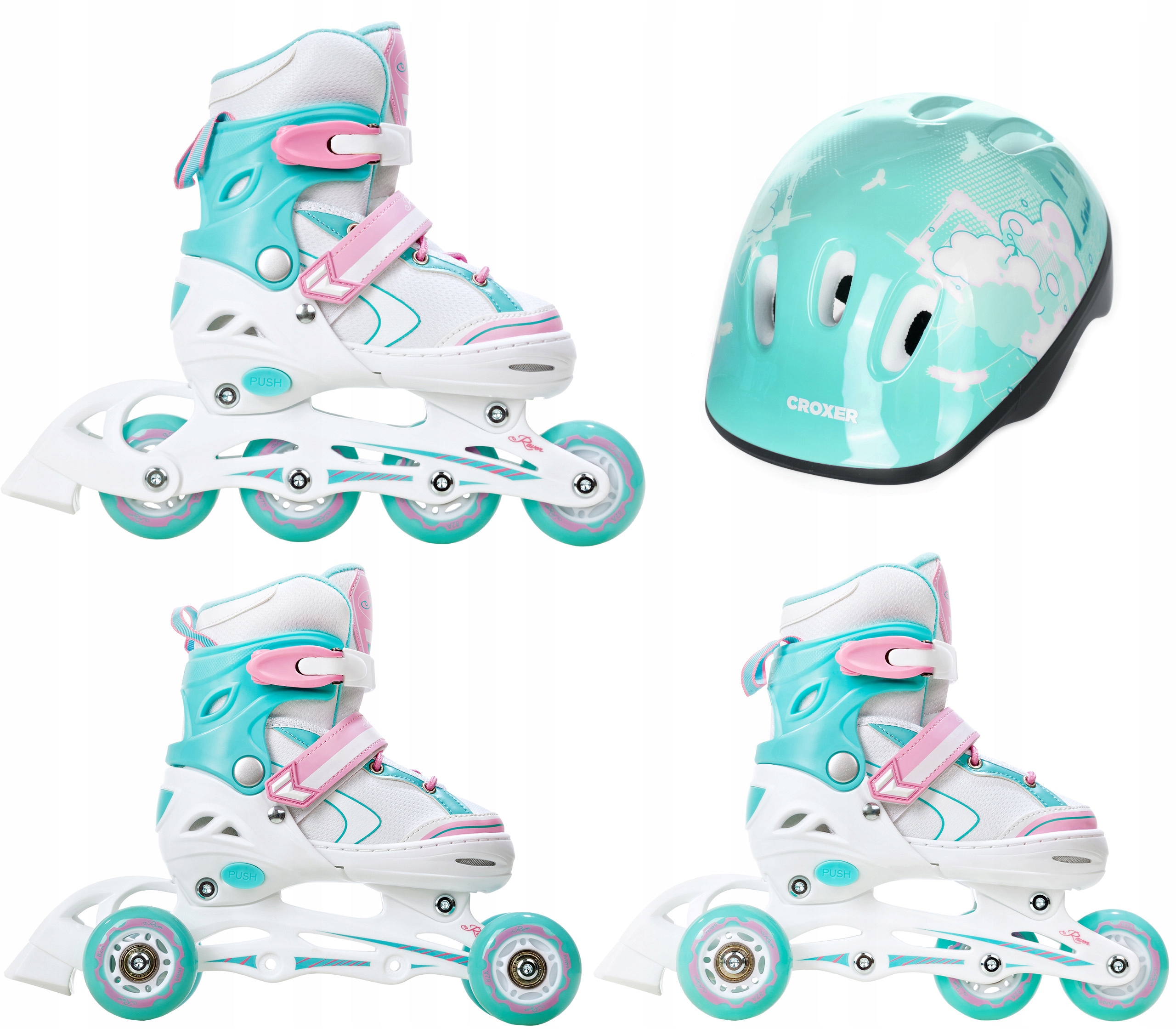 

Rolki Wrotki 3w1 Raven Lia 34-37 Led kask