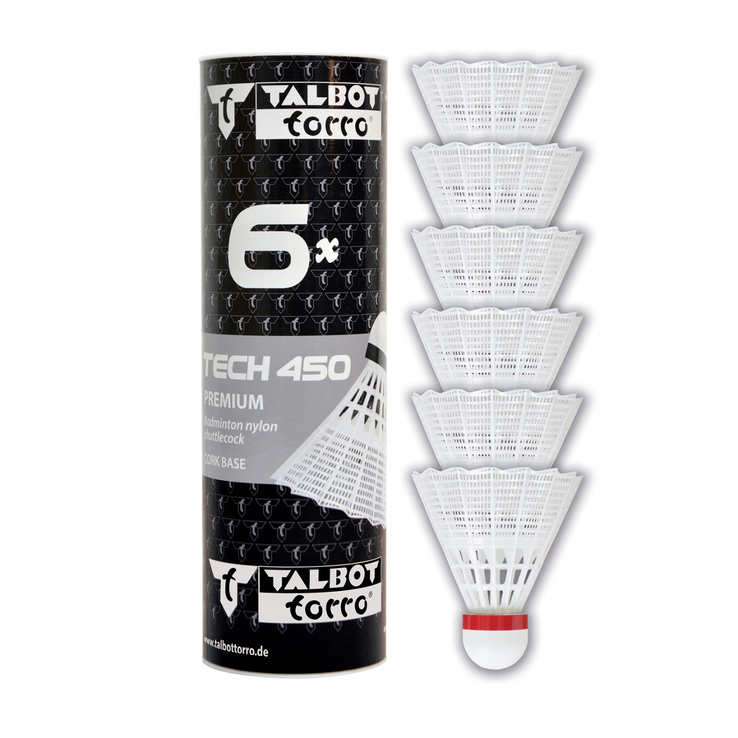 Lotki do Badmintona Nylonowe Białe Wytrzymałe Talbot Torro Fast 6 szt.