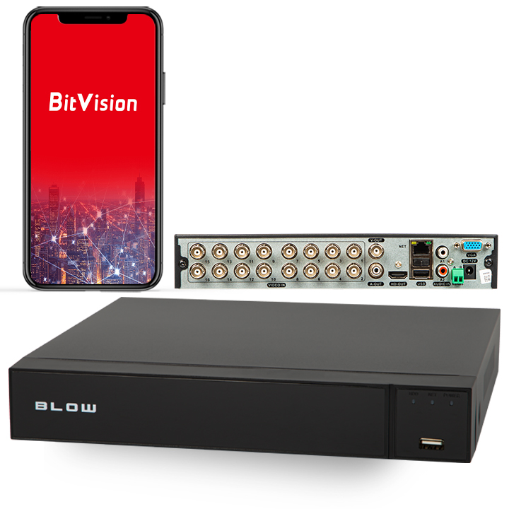 Rejestrator monitoringu analogowy do 16 kamer hybryda 16*IP 5in1 XVR BLOW