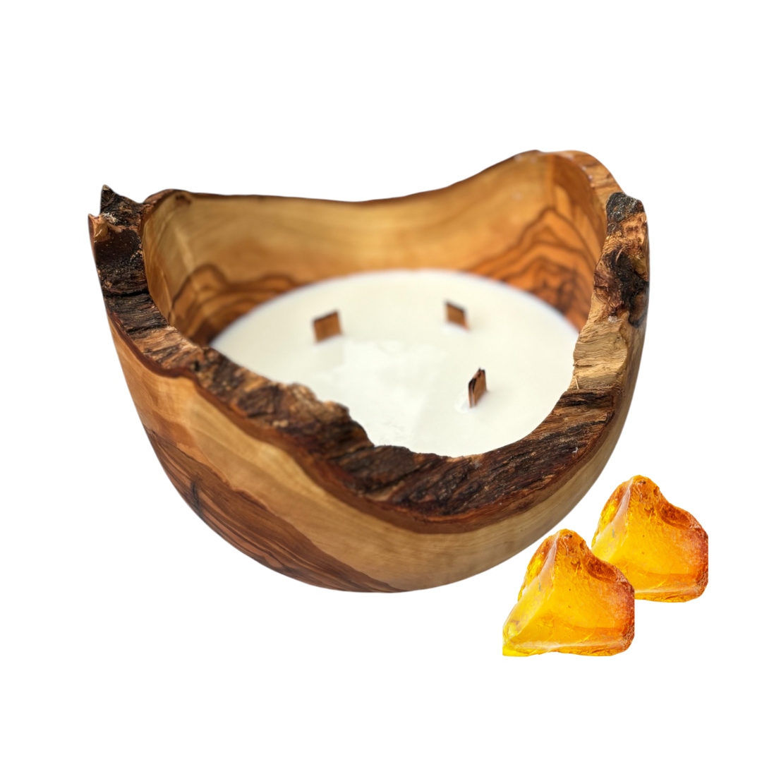Prírodná vonná sviečka v dreve DMIR18 Arkay Jantárové zlato
